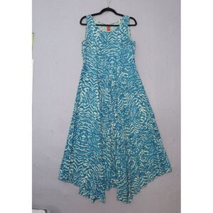 Sundance Maxi Dress Women 8 Teal Marbled‎ Salma Asymmetrical Hem Flowy Beach